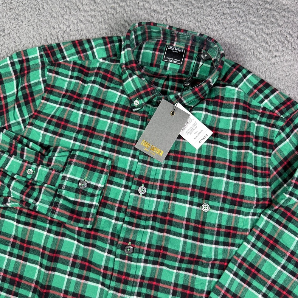 Todd Snyder Mens Medium Green Multi Plaid Flannel Button Down Shirt NWT